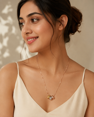 3-in-1 Tri-Tone Pendant Necklace for Women