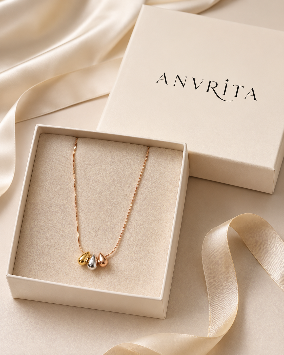 3-in-1 Tri-Tone Pendant Necklace for Women