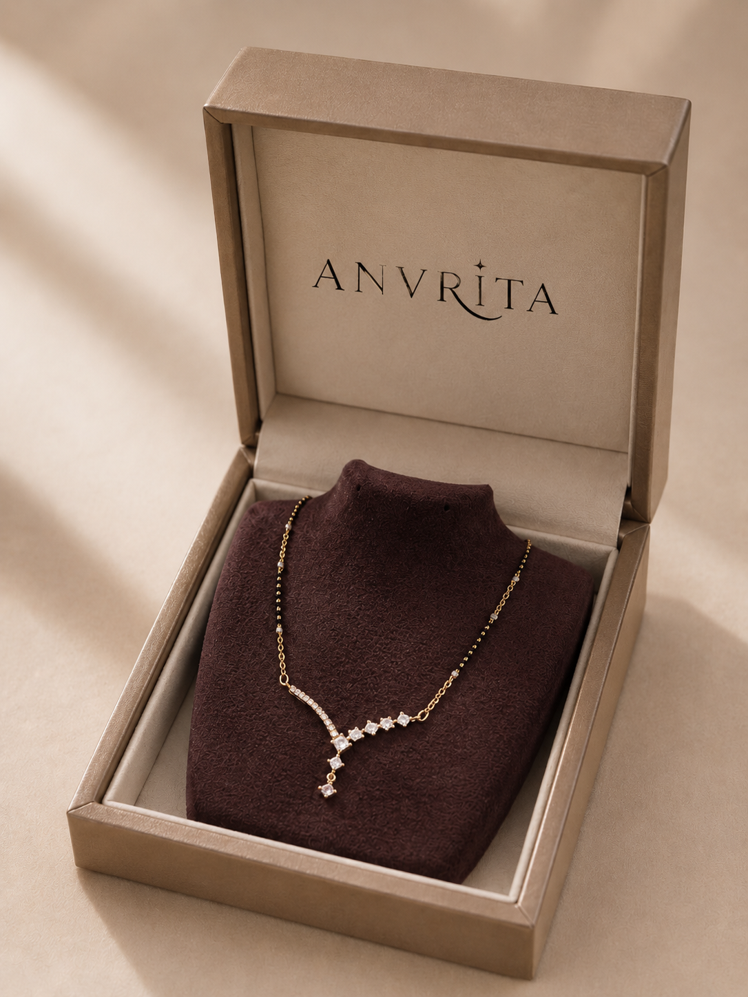 925 Sterling Silver V Shape Mangalsutra Necklace for Women | 18K Gold Plated CZ Diamond Pendant | Rose Gold Plated Available