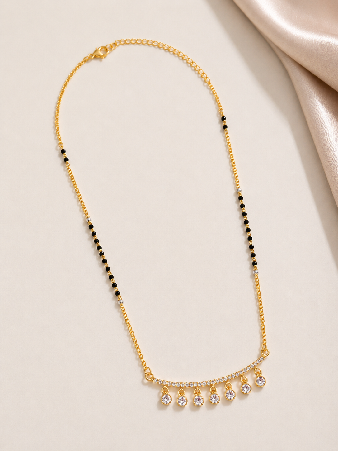 Sterling Silver Mangalsutra Necklace for Women | 18K Gold Plated CZ Diamond Pendant | Rose Gold Plated Available