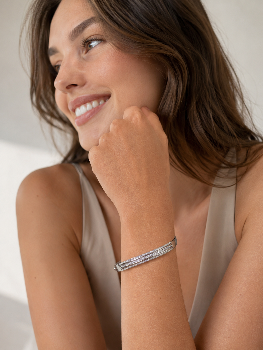 925 Sterling Silver CZ Diamond Bangle Bracelet for Women | Rhodium Plated | Premium Gift Bracelet