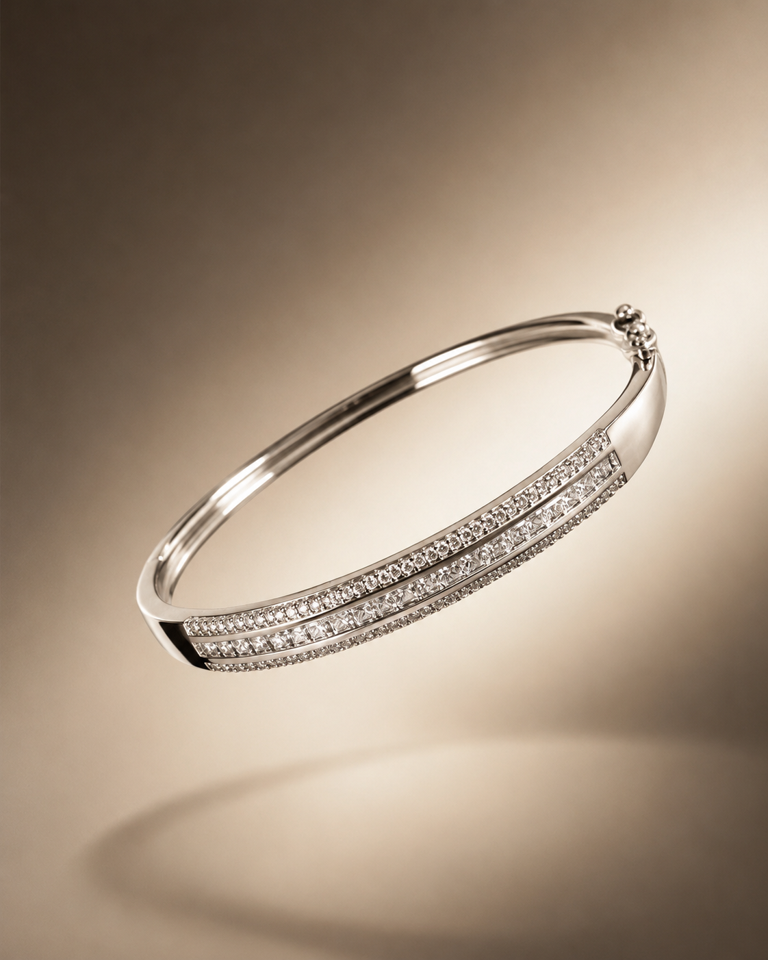 925 Sterling Silver CZ Diamond Bangle Bracelet for Women | Rhodium Plated | Premium Gift Bracelet