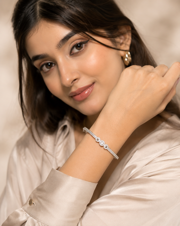 Elegant Silver CZ Diamond Bracelet for Women | Premium Stainless Steel Daily Wear Bracelet