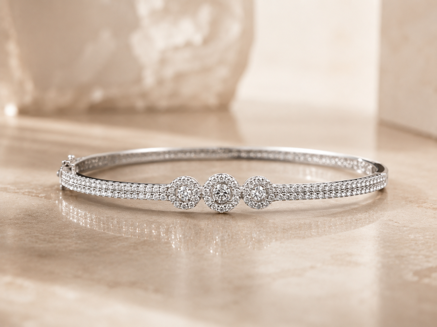 Elegant Silver CZ Diamond Bracelet for Women | Premium Stainless Steel Daily Wear Bracelet