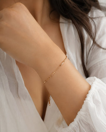 Minimalist Gold Tone Beaded Chain Bracelet for Women and Girls| Adjustable Delicate Bracelet