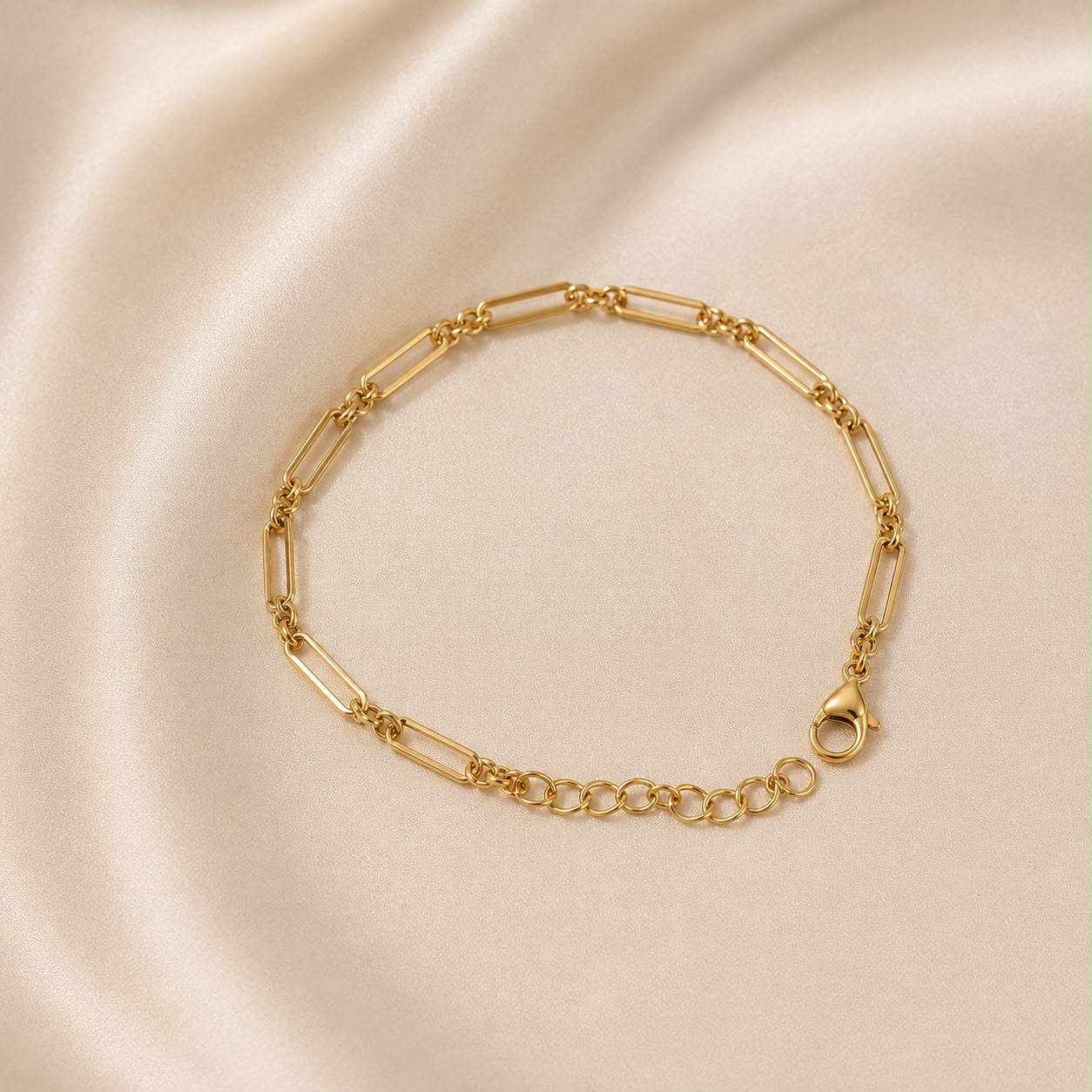 Minimalist Gold Tone Link Bracelet for Women and Girls | Elegant Chain Bracelet