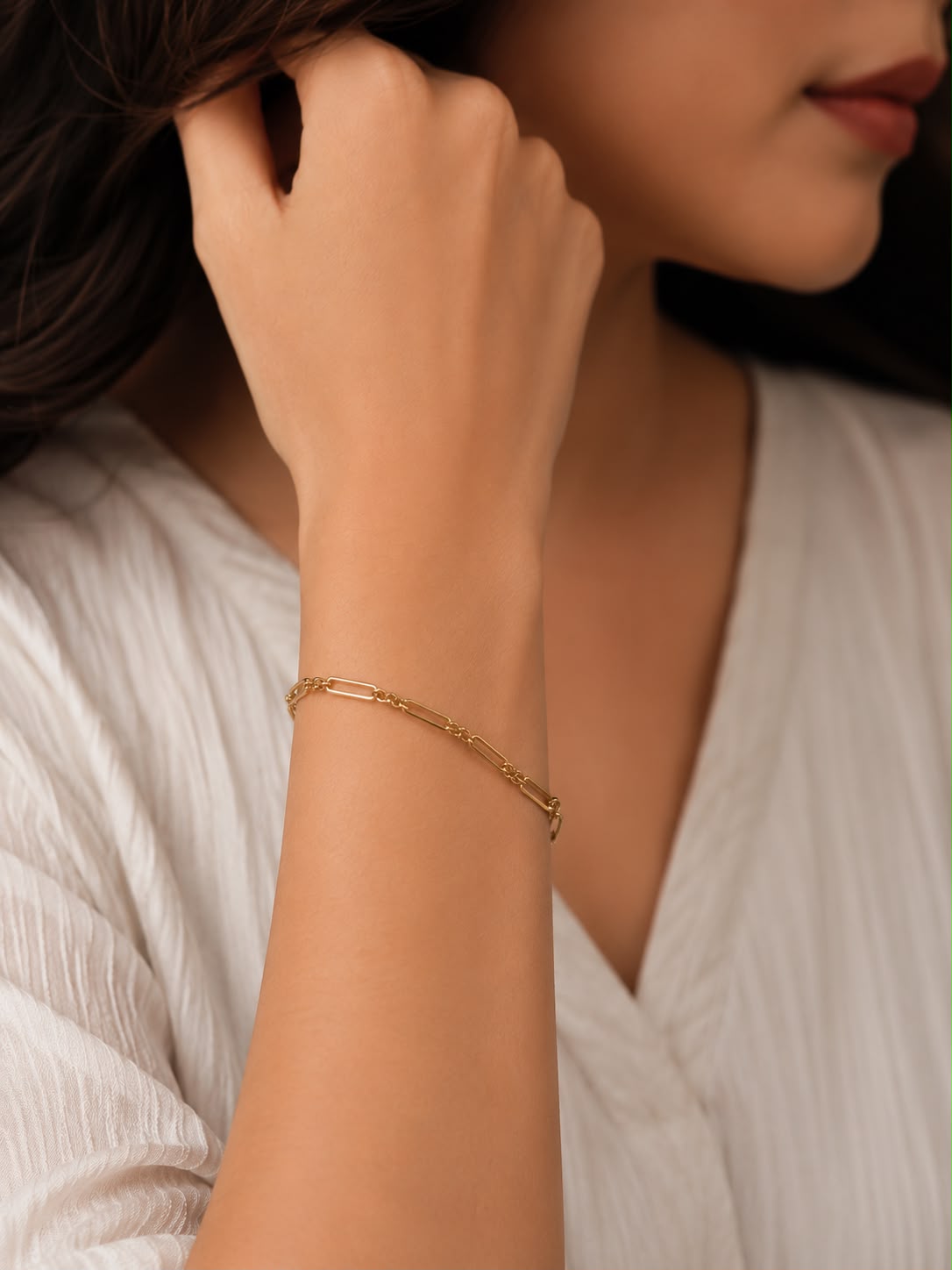 Minimalist Gold Tone Link Bracelet for Women and Girls | Elegant Chain Bracelet