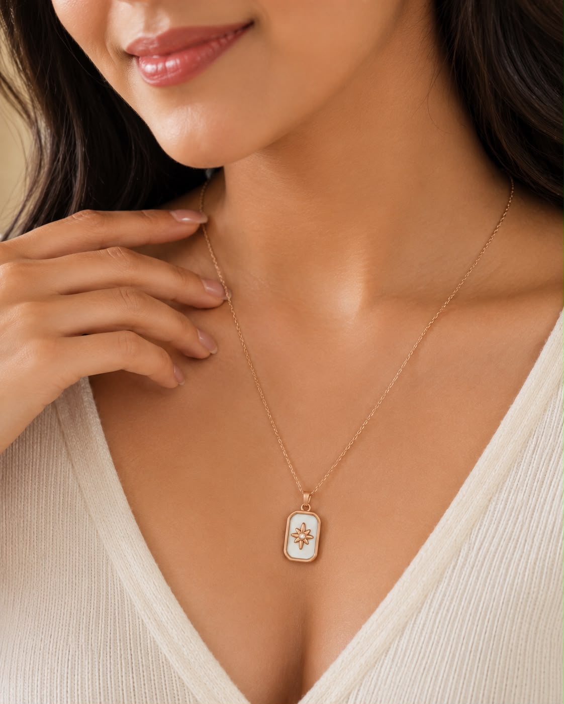 Gold Tone Floral Mother of Pearl Pendant Necklace for Women & Girls | Elegant Daily Wear Chain