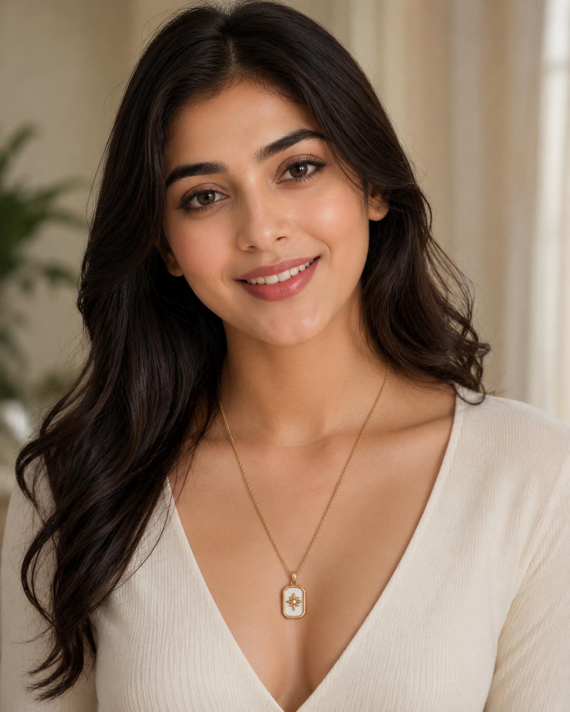 Gold Tone Floral Mother of Pearl Pendant Necklace for Women & Girls | Elegant Daily Wear Chain