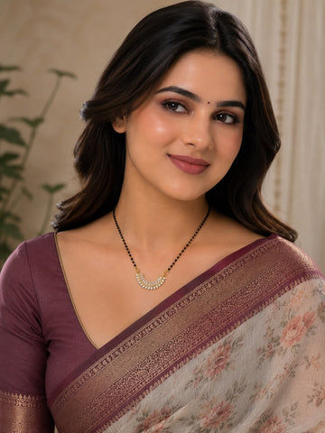 Gold Tone Diamond Mangalsutra for Women | Elegant Half Moon Daily Wear Mangalsutra