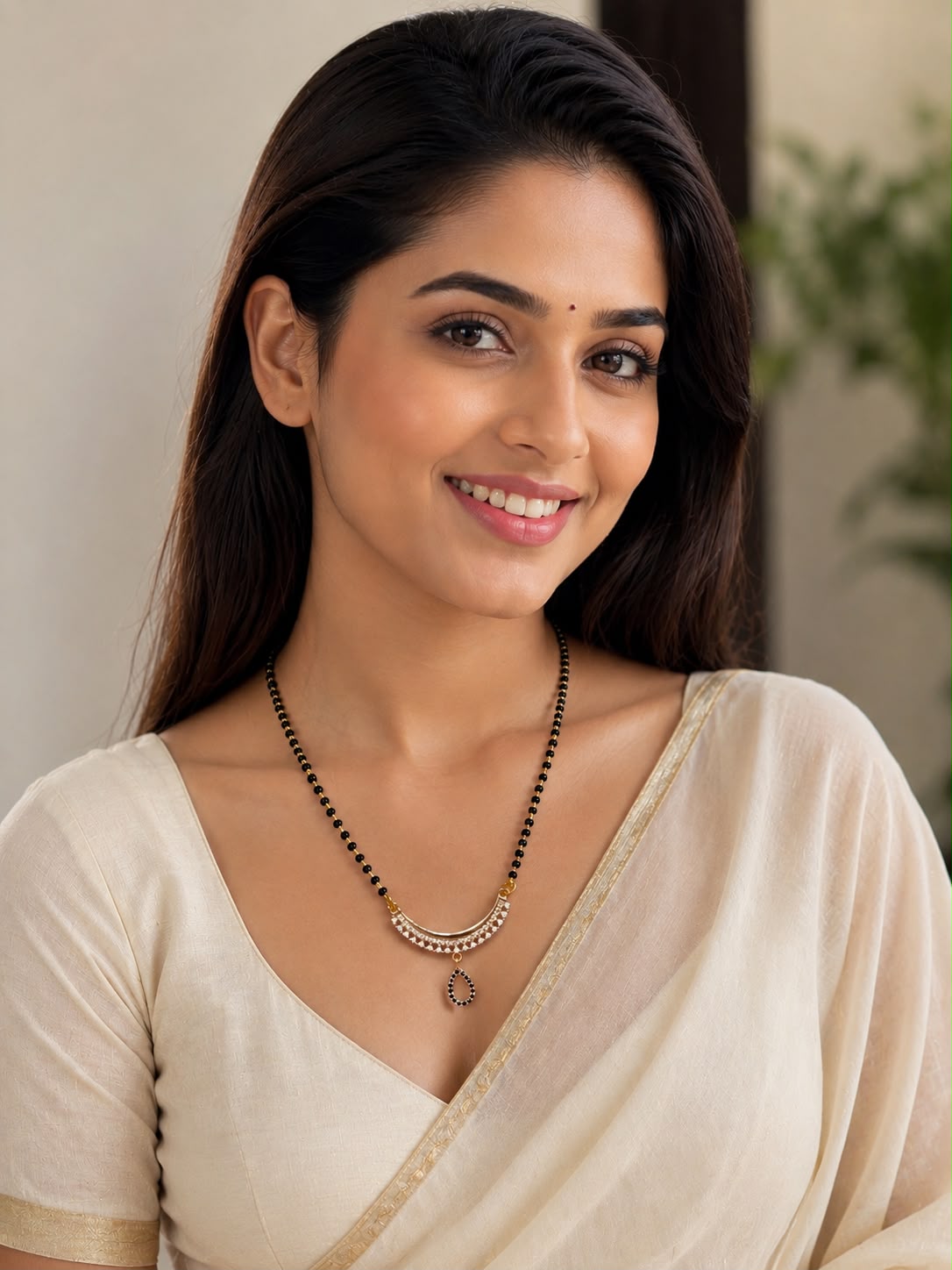 Gold Tone Diamond Curve Drop Mangalsutra for Women | Daily Wear Elegant Mangalsutra