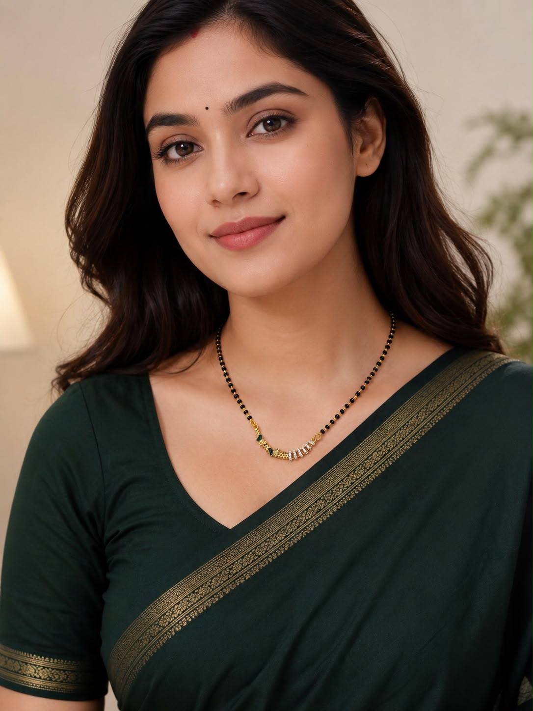 Gold Tone Green Stone Diamond Mangalsutra for Women | Elegant Daily Wear Mangalsutra