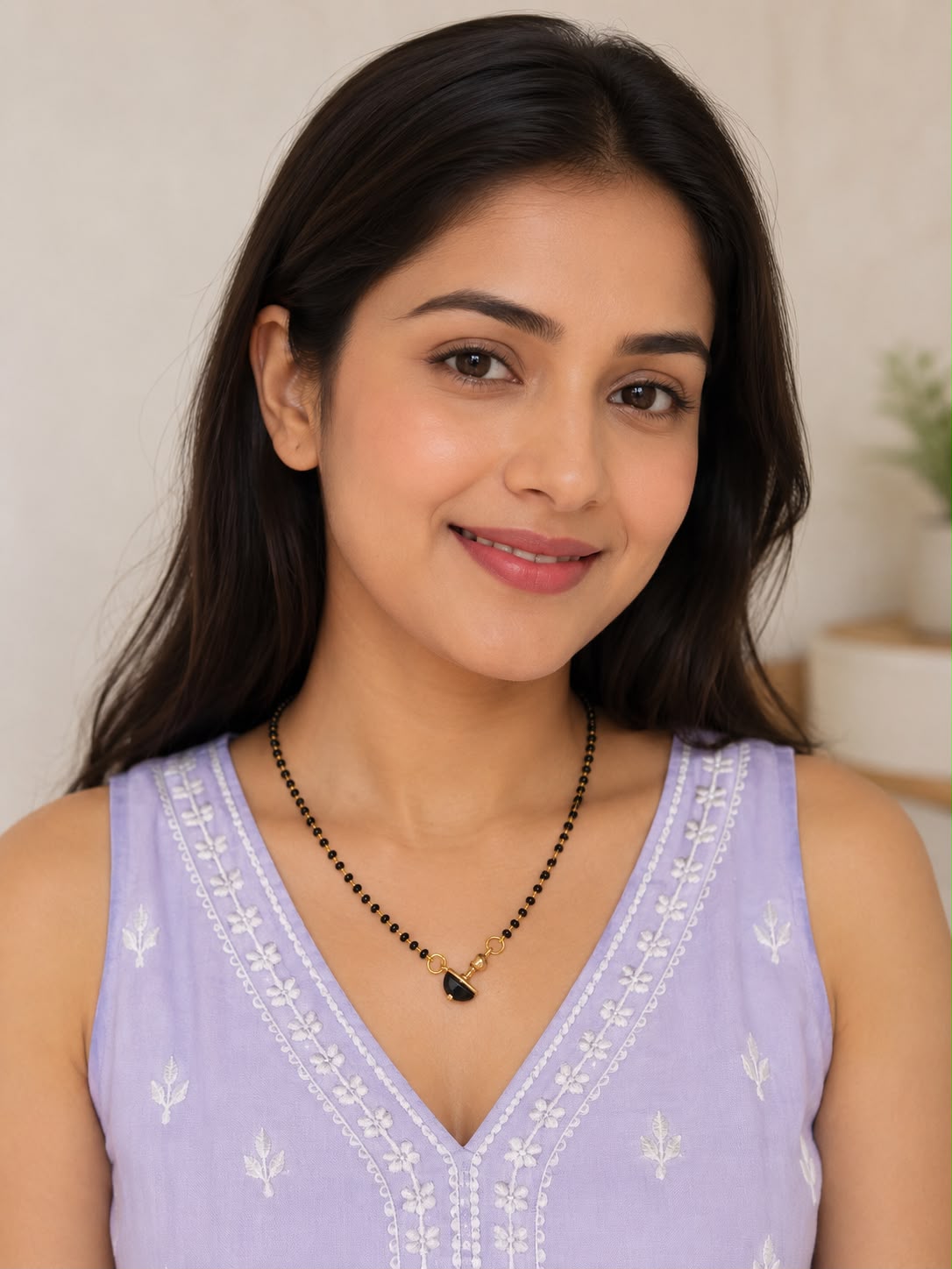 Gold Plated Minimal Mangalsutra for Women | Elegant Black Bead Pendant Mangalsutra