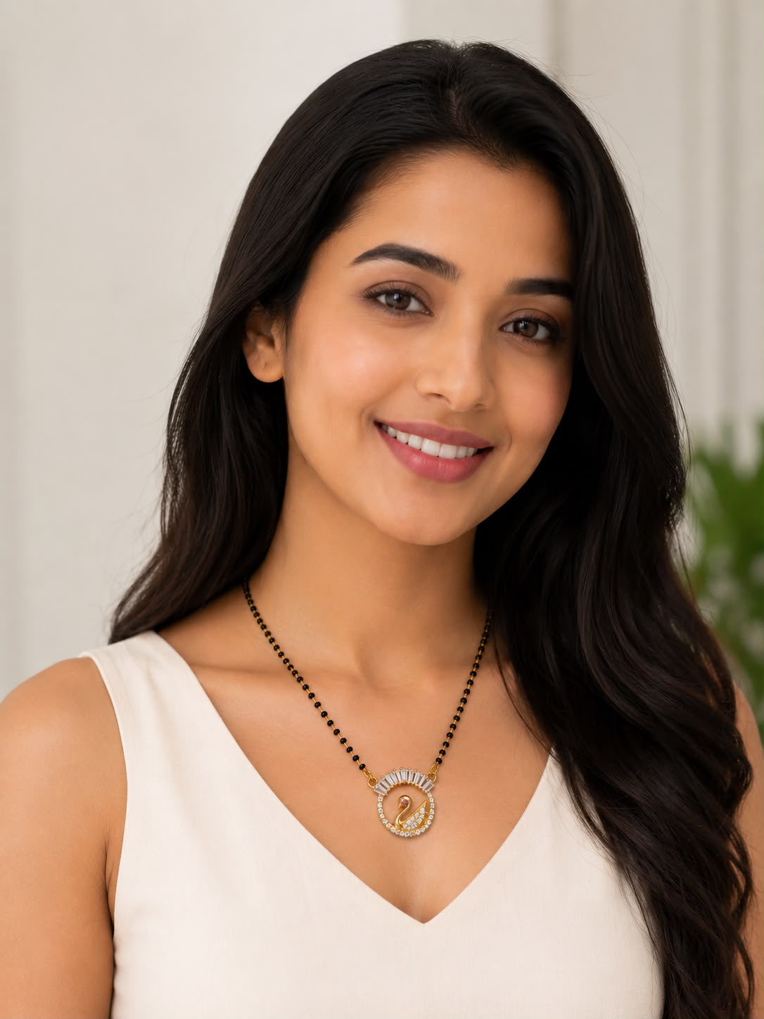 Gold Plated Swan Mangalsutra for Women | Daily Wear Black Bead Mangalsutra